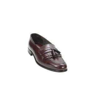 Hanover Mens Leather Fringe Tassel Slip On Loafers Dark Red Size 8
